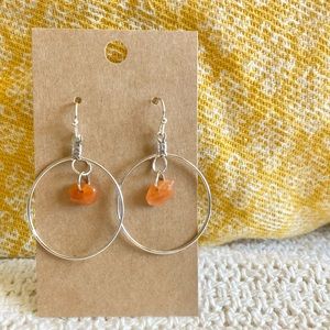 Handmade Carnelian crystal hoop earrings